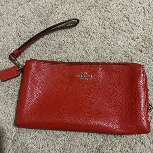 Coach Autumn Orange Leather Pouch